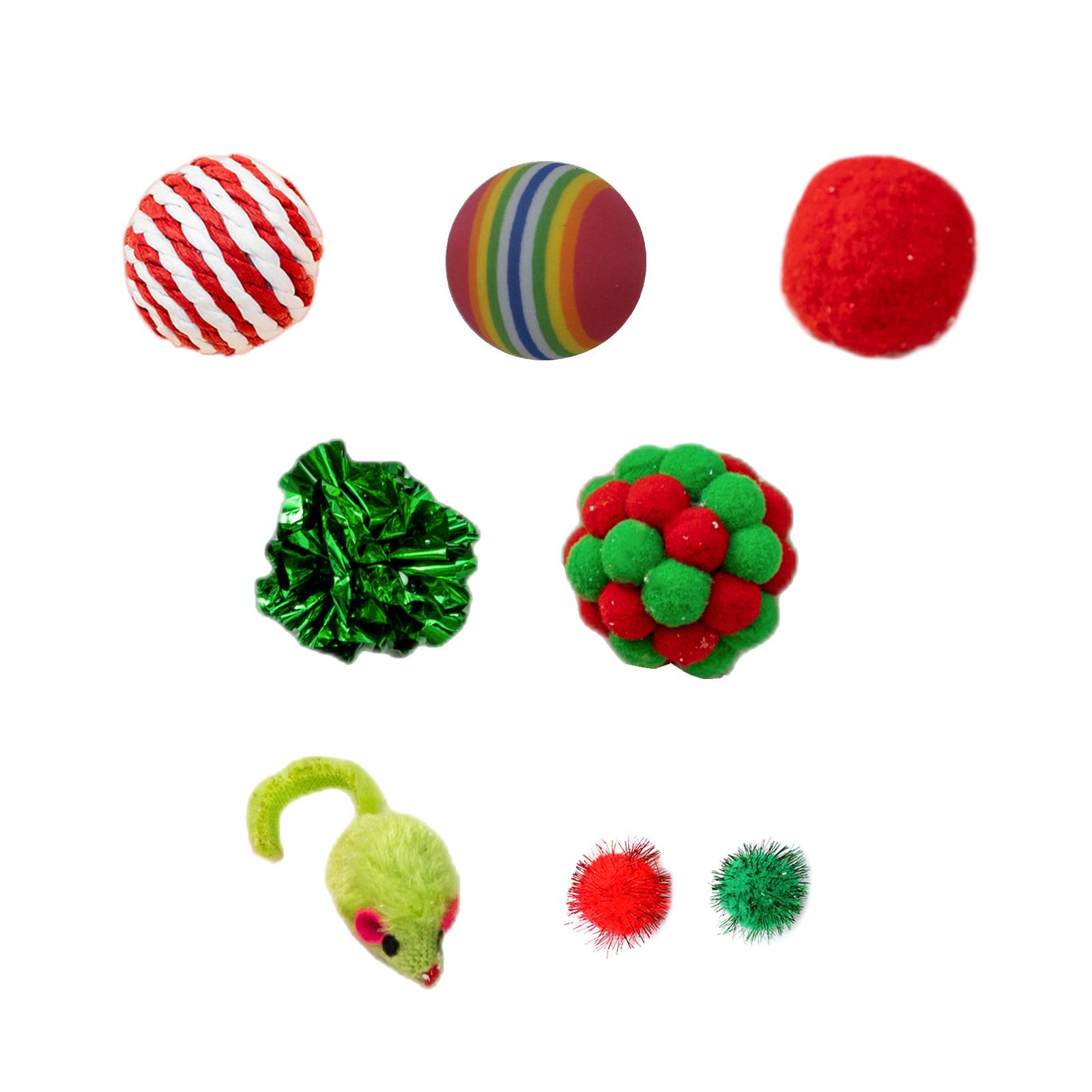 

Christmas Cat Balls Toy Accessories Furry Balls Pompoms Rattan Balls Mouse Cat Toy Attachments Balls Mouse A
