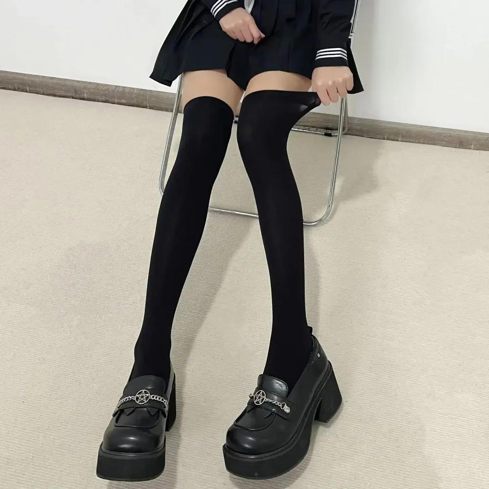 Women Black White Knee High Long Socks Stockings JK Japan Style School Girls Thigh High Stockings Lolita Kawaii Cute Soft Socks
