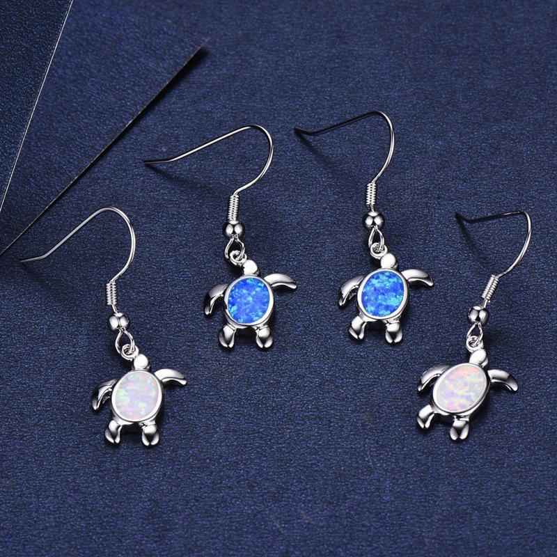 Earrings Blue Opal Turtle Earrings, Earrings Versatile синий