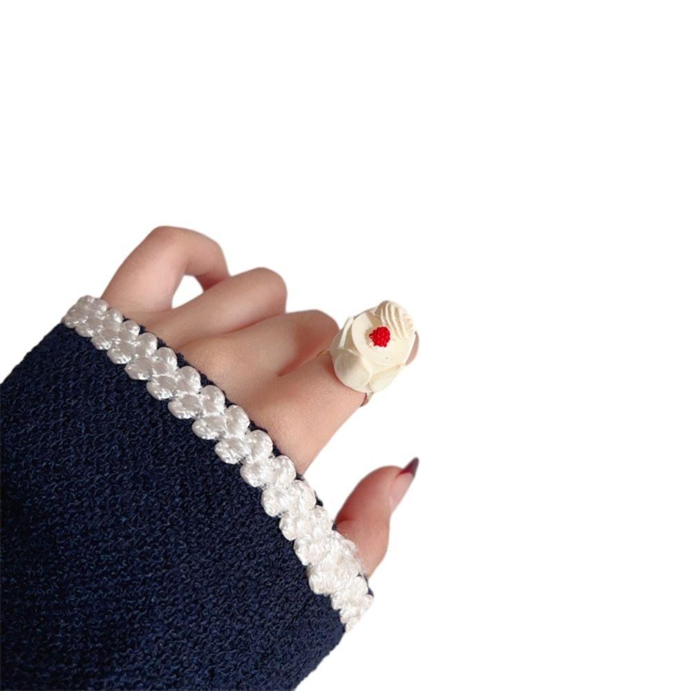 Cute Cream Chocolate Ring Cake Shape Fruit Cake Ring Fashion Strawberry Cake Ring  Girls