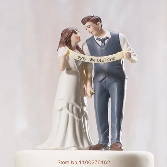Funny Wedding Cake Toppers Dolls Romantic Bride And Groom Figurines Stand Topper Decoration Supplies Marry Resin Figurine