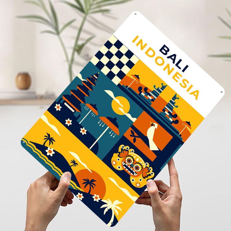 

Bali Indonesia Travel Tin Plaque Poster Customized Wall Art Retro Vintage Metal Signs for Man Cave Room Decoration Gaming Decor 7.9x11.8In(20x30cm)
