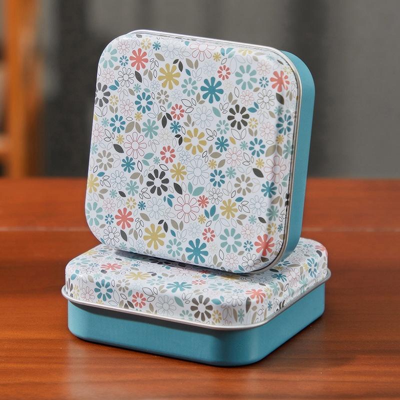 Portable Square Flip Metal Tin Storage Box Durable Rust-free Container for Candy Pills Coins DIY Craft Supplies