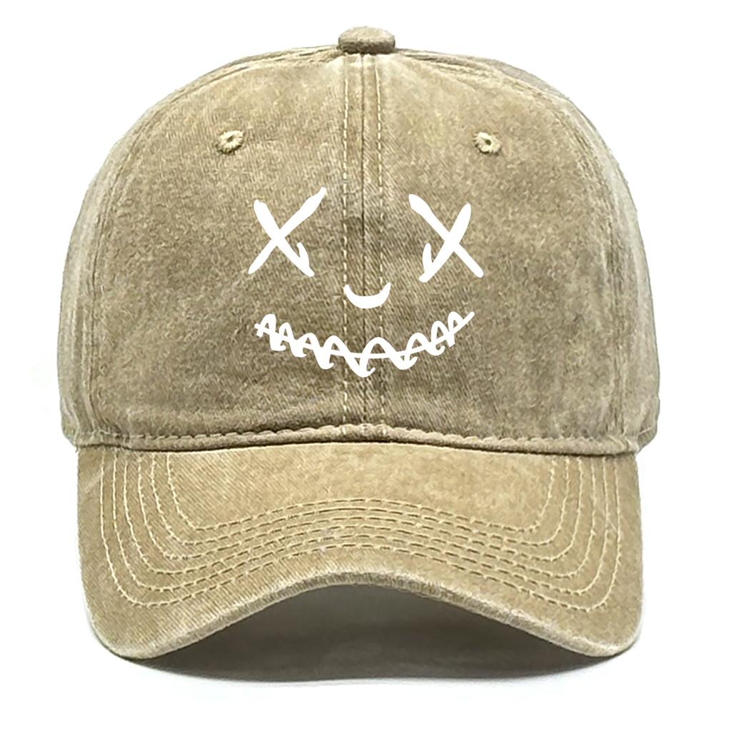 Unisex Adjustable Baseball Cap Smiling Face Hats For Woman Solid Color Washed Retro Snapback Caps Ideal Choice For Gifts
