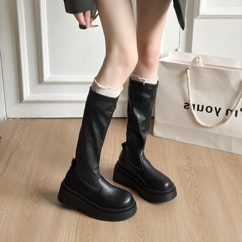 Fashion temperament black American retro heightened platform boots women's 2025 summer new versatile knight boots