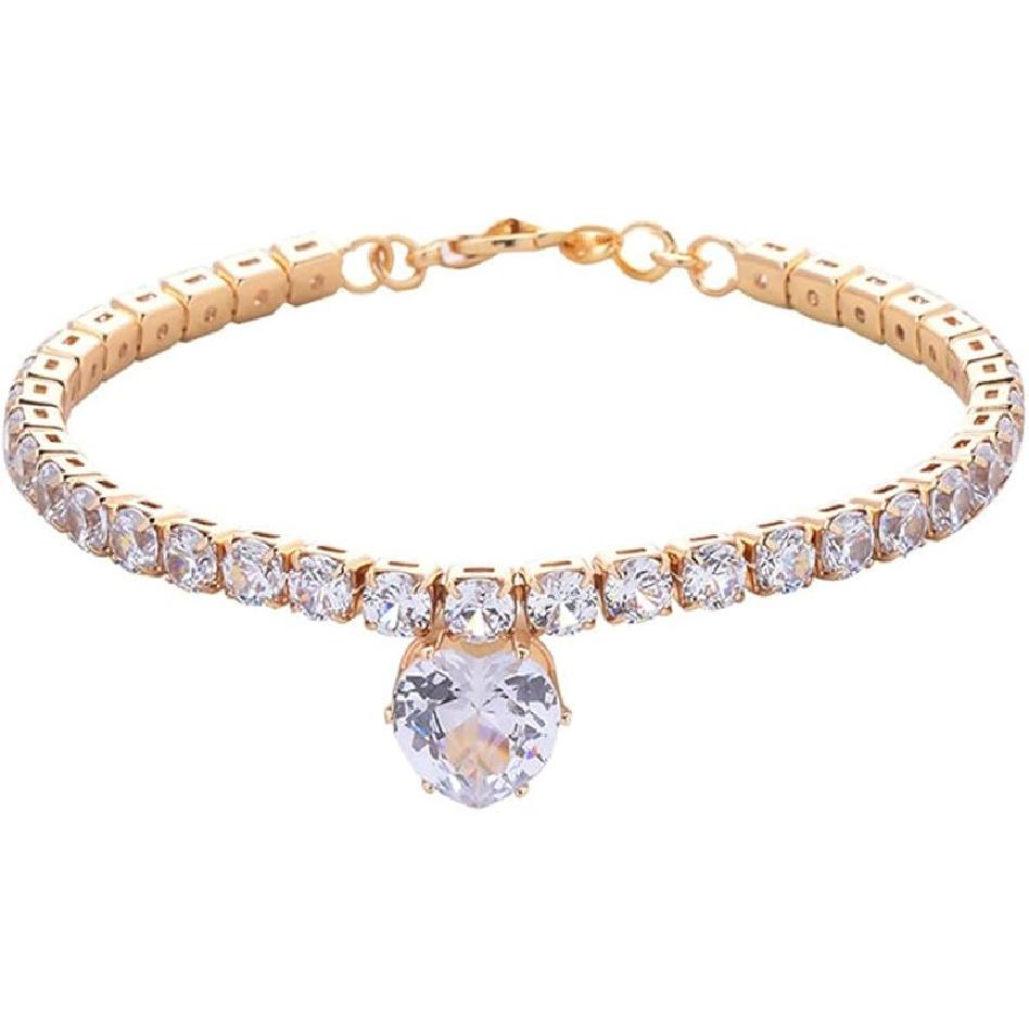 Блестящие Стразы В Форме Сердца Кошка и Собака Ожерелье Питомца Драгоценный Камень Ожерелье Кошка и Собака Стразы Ошейник Принадлежности S