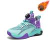 Winter 2025 Children's Non-Slip Leather Basketball Shoes with Velvet Lining