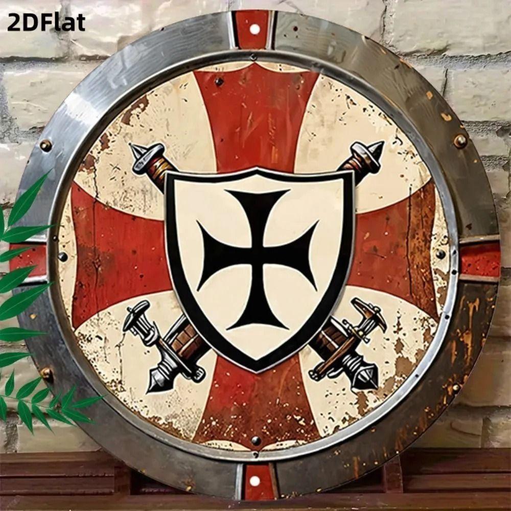 Round Metal Poster, Retro Embossed Viking Shields, Home & Garage Decor