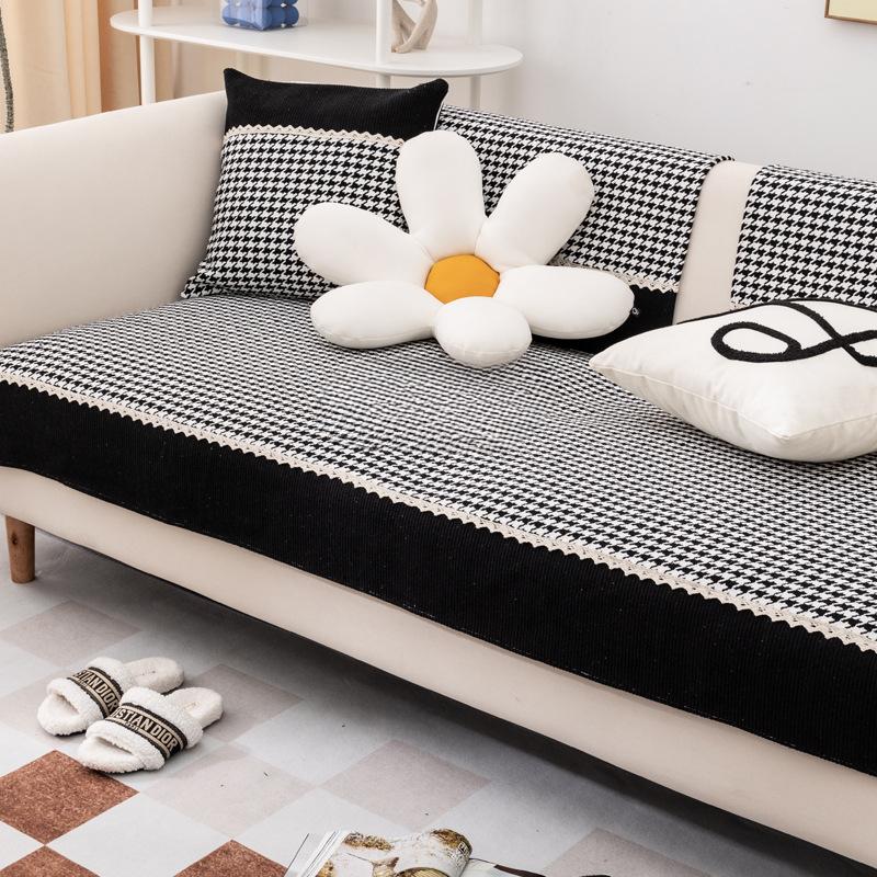 Cotton and Linen Modern Simple Sofa Cushion Sofa Towel Cover Cloth Cover Cover All-Inclusive Non-Slip Four Seasons Universal Cushion Thickened