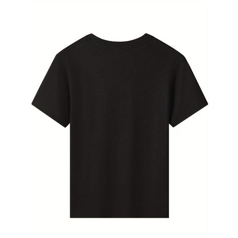 European sizes Girls' Round Neck T-Shirt, a Casual And Stylish Print Top