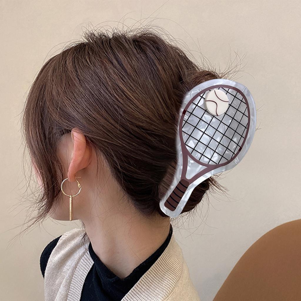 Creative Tennis Racket Hair Clip For Sport Enthusiasts PVC NonSlip Hair Claw Clip Athlete Theme Hair Styling Accessories