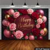 2D Flat Floral Happy Birthday Party Photo Booth Background Cloth