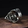 Huajie Men's Gothic Tokyo Style Yaksha Skull Mask Design Rings Two Tone Sheep Horn Hip Hop New Ring  Trend