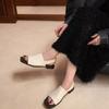 Fashion 2025 High Quality Sheepskin Leather Women's Sandal Open Toe Square Head Elastic Sandals Designer Summer Casual Slippers Shoes