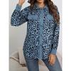Plus Size Leopard Print Button-Up Jacket with Long Sleeves for Autumn/Winter