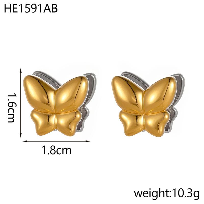 CARLIDANA Hot Selling Zircon Inlaid Earrings Heart Butterfly Star Cat Flower Stainless Steel Gold Plated Earrings Jewelry Women
