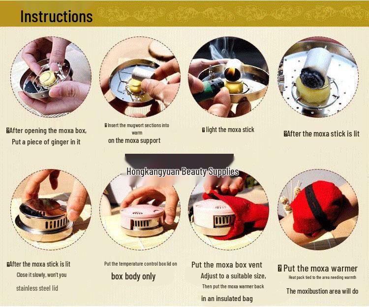 Golden Handmade Pure Moxa Wool Moxibustion and Mugwort Stick Set