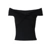 European and American women's clothing new American Spice Girl style chest kink design sexy one-word collar off-the-shoulder super short top
