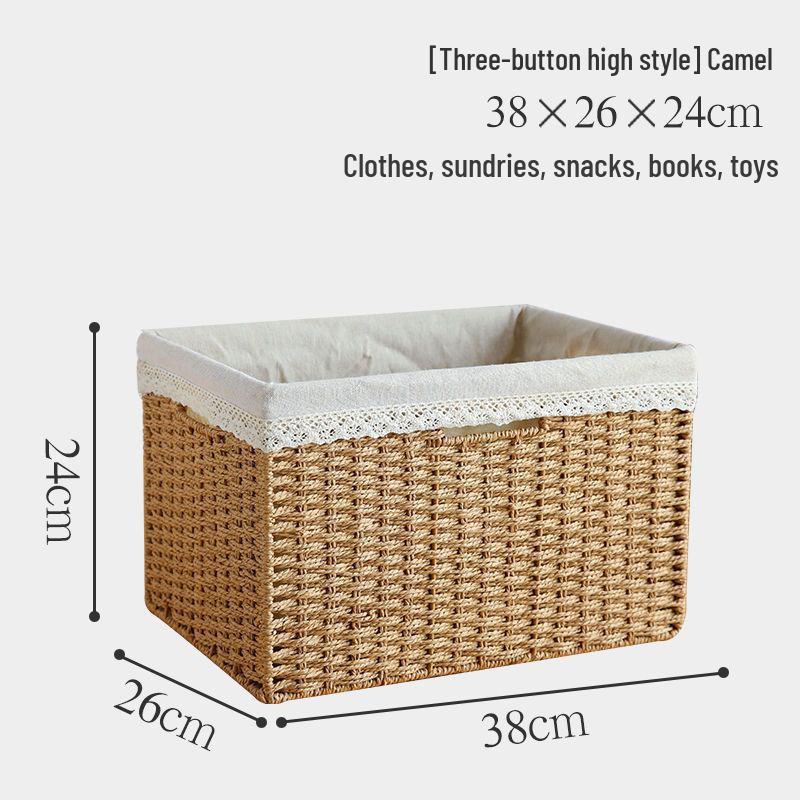 Japanese Style Large Rattan Storage Basket for Clothes, Toys, and Snacks