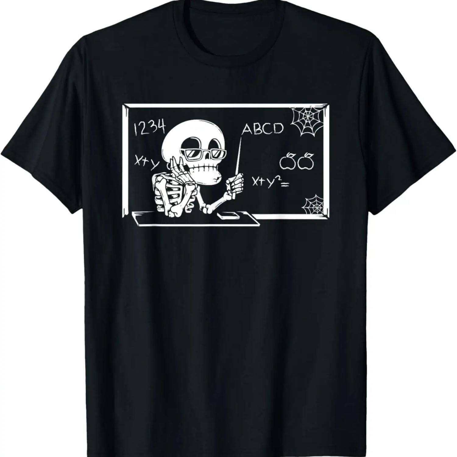 

Halloween Teacher Skeleton Back To School 100 Days T-Shirt S чёрный