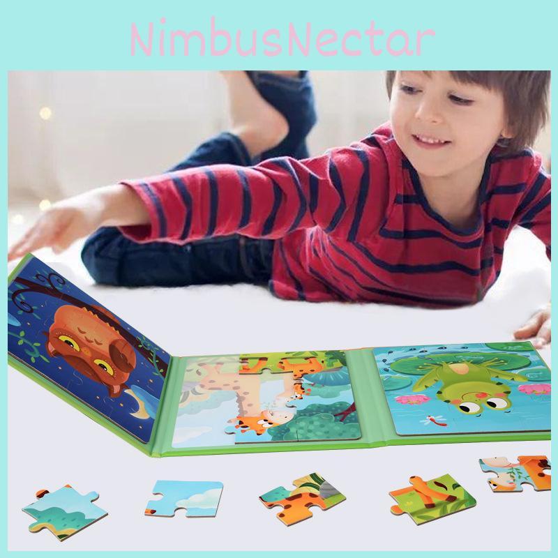 Foldable Kids Magnetic Puzzle Book With Animal Traffic Scenes For Early Learning