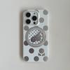 Apple 17 Pro Phone Case with Electroplated Rotating Stand, Fits 16 Pro Max/15 Pro, Polka Dot Korean Style