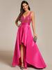 Ever-Pretty Women's V-Neck A-line High-Low Hem Backless Sparkly Prom Dress Plus Size Evening Dresses