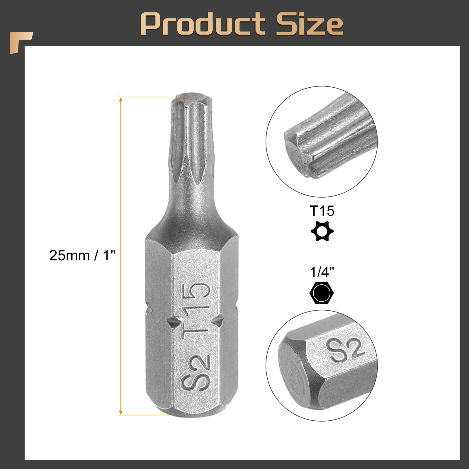 

2/5/10pcs Torx Screwdriver Bit 1/4 Hex Shank T6/T8/T9/T10/T15/T20/T25/T27/T30/T40 Head 1 Length 6 Point Security Drill Bits 2pcs