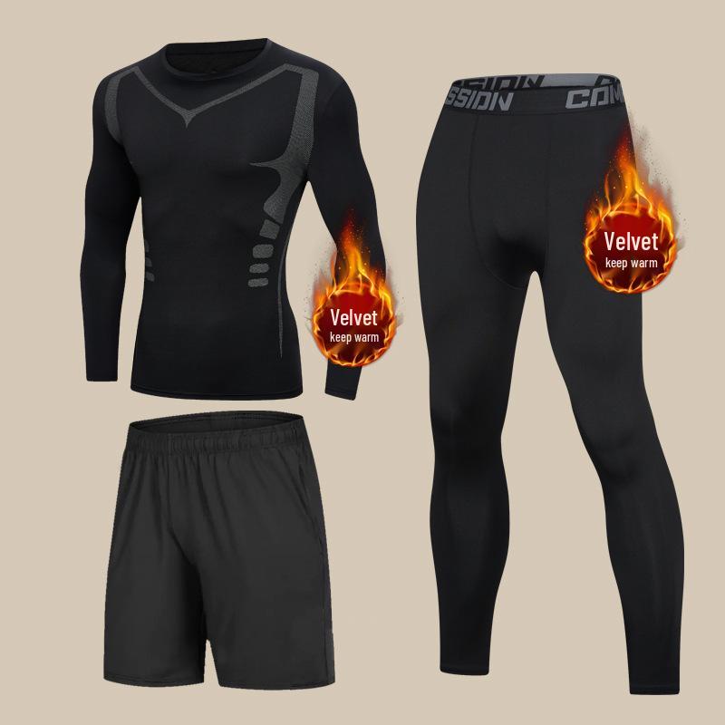 Men's Winter Thermal Velvet Underwear Set - Cold-Proof Running Tights and Bottoms