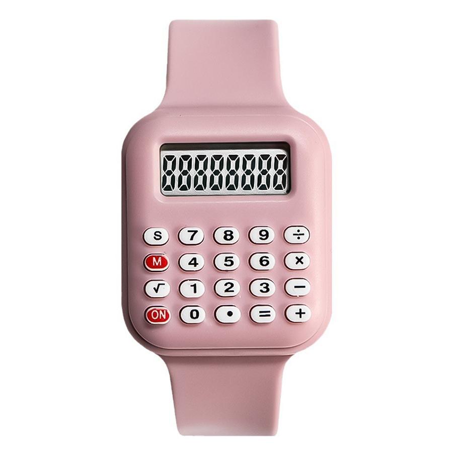 Creatief Rekenmachine Horloge Cartoon LED Digitaal Kinderhorloge Mode Sport Elektronisch Horloge voor Jongens Meisjes Kinderen Student Cadeau Klok roze