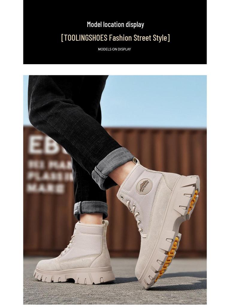 Men's Waterproof Leather & Fur Snow Boots - Non-Slip, Warm High-Top Workwear Martin Boots
