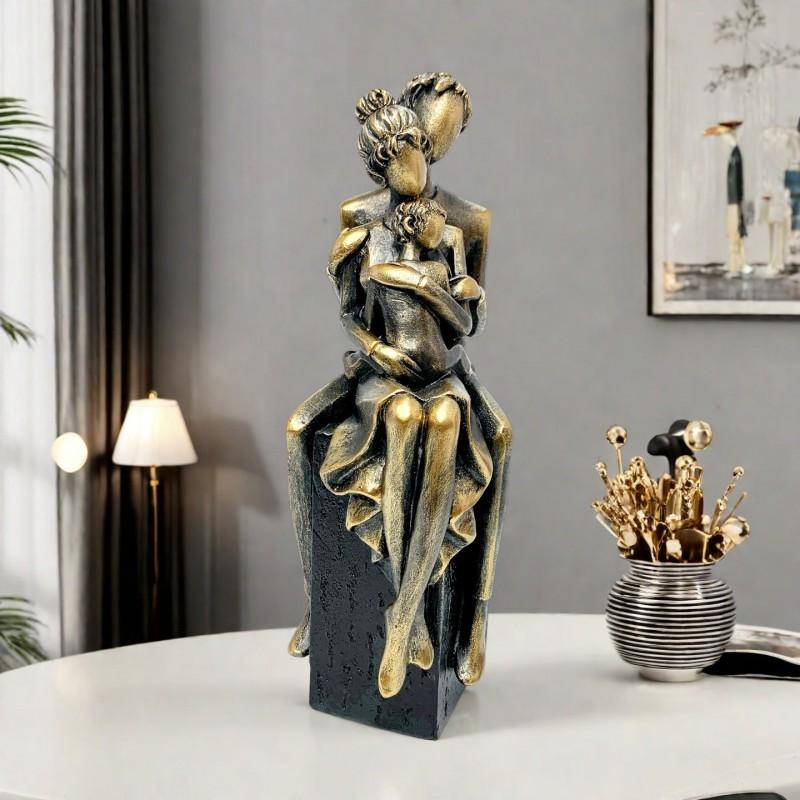 Family Of Three Resin Figurine Home Decor Nordic Style Couple Mother Gift Statue