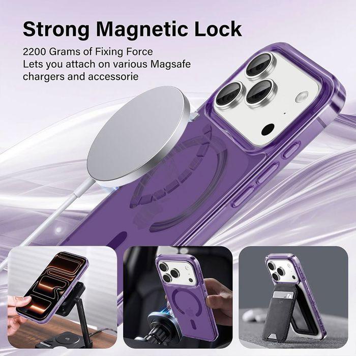 Coque pour iPhone 18 Pro, Antichoc Anti-Rayures avec Cercle Magnétique - Translucide Violet