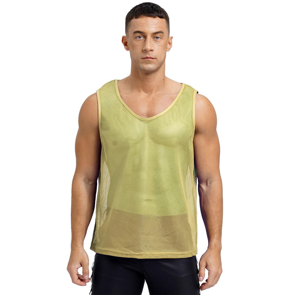 Gilet d'entraînement en maille ajourée pour homme Sport d'équipe Col rond Sans manches Débardeur Musculation Clubwear Tenue de plage