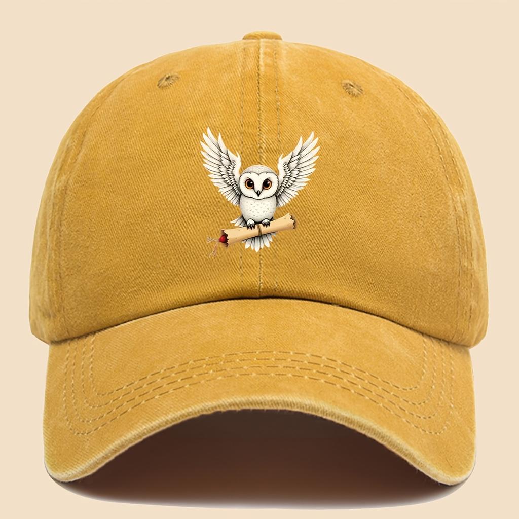 Cartoon Owl Illustration Printed Baseball Cap Fashionable Personalized Versatile Outdoor Fishing Hat