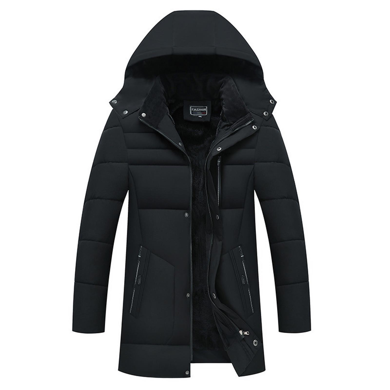 

Мужская зимняя теплая пуховая куртка на молнии с капюшоном, плюшевая, однотонная, хлопковая XXXXL чёрный