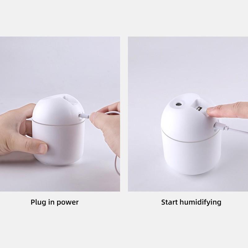 250ML USB Mini-Luftbefeuchter Aroma Diffusor für ätherische Öle für Zuhause und Auto Ultraschall Stumm Nebel Maker Diffusor mit LED-Farblampe