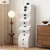 Solid Wood Irregular Five-Drawer Cabinet with Bead Design - Unique Living Room Storage Shelf
