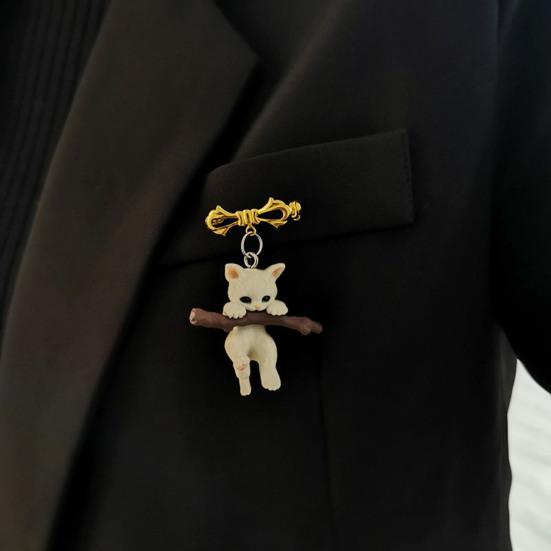 Broszka damska Kok Kot Objęcie Gałązka Design Pin do klapy Klamra antypoślizgowa Zwierzęcy urok Odznaka na szalik Akcesoria do odzieży i toreb