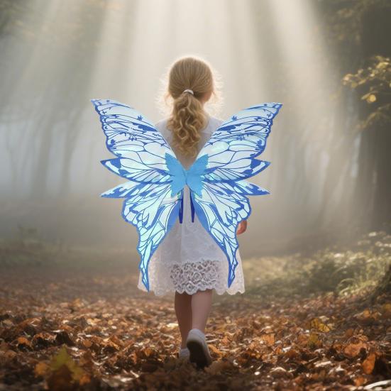 Fairy Wings for Adults And Girls Butterfly Fairy Costume Set with Floral Garland Wand Elf Ears Gradient Organza Butterfly Wings