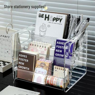 Multifunktionaler transparenter Schreibtisch-Organizer: Stiftehalter, Schreibwaren-Aufbewahrungsbox, Regal für Schüler & Büro