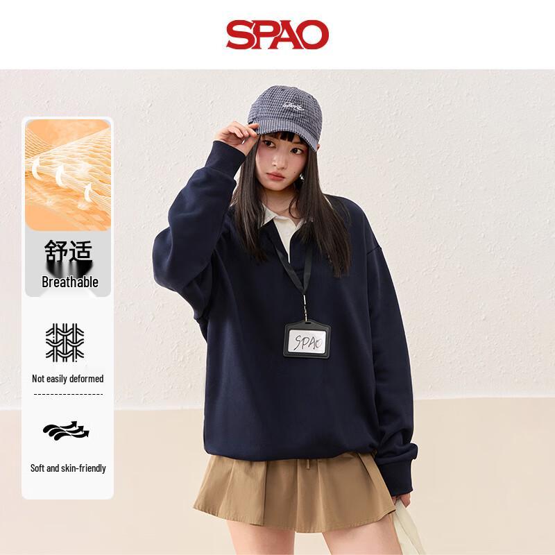 

SPAO Unisex Polo Collar Long-Sleeve Sweatshirt M