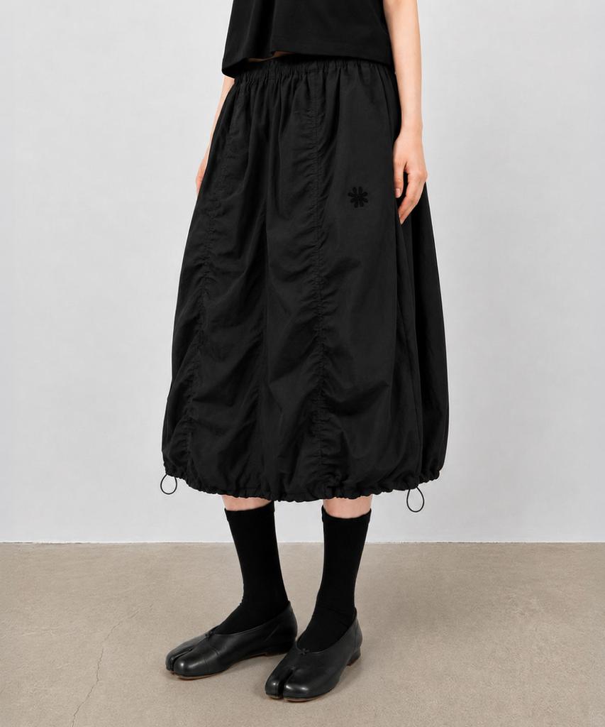Damiswi Shirred String Balloon Midi Skirt_Black