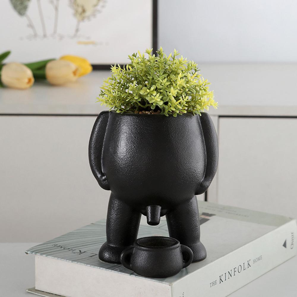 Spoof Ceramic Peeing Potted Plant Wear Resistant Flower Planter Resuable Desktop Plant Display Pot for Bedroom Patios Desk