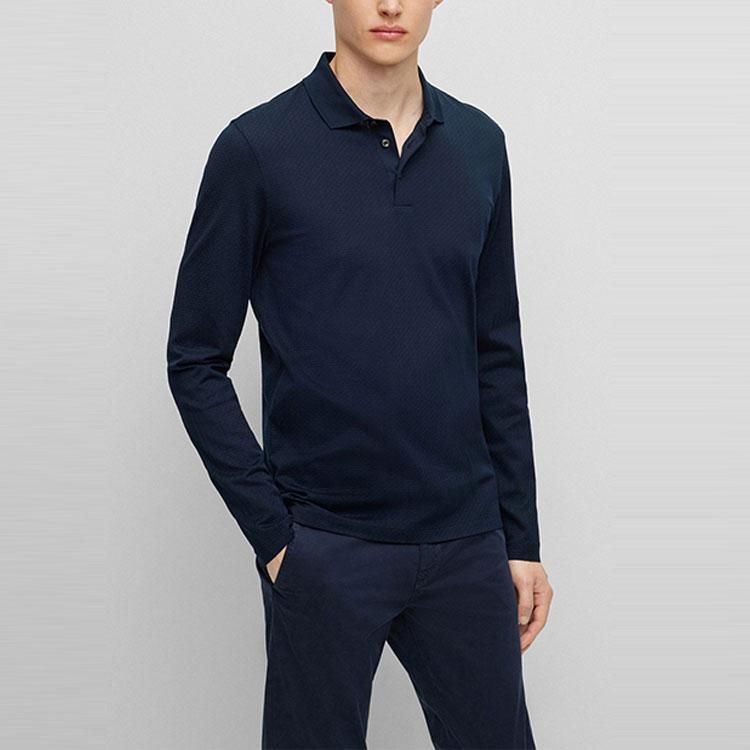 HUGO BOSS Polo Shirts Men's Dark Blue Polo Collar Moderate Straight Fit 50477001-404