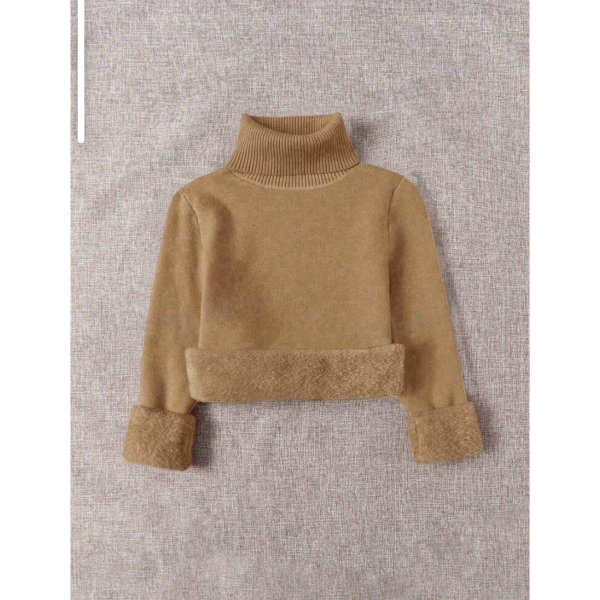 

Потовщений цілісний флісовий одяг для осені для жінок, теплий топ з мінкового флісу, базовий топ з високою горловиною для жінок XL верблюд