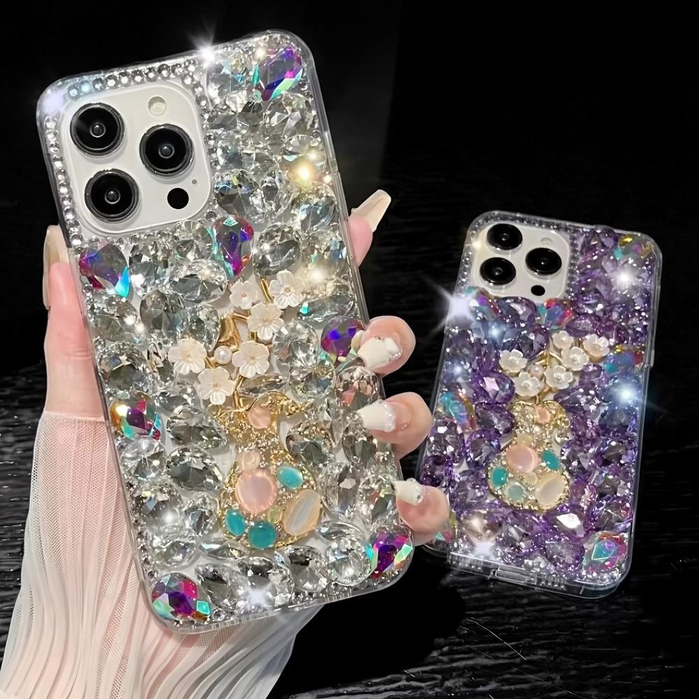 Glitter Rhinestone Phone Case For Honor X60 Pro X50i X30 X50 X40 X30i 5G Bling Crystal Floral Gem Cover