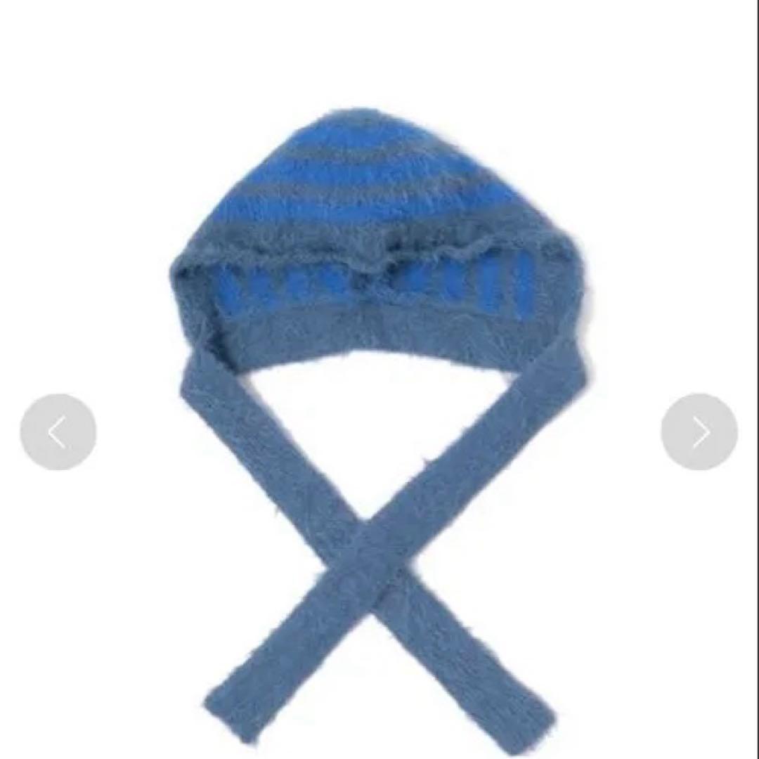 Used Ray BEAMS fur knit hat blue/gray