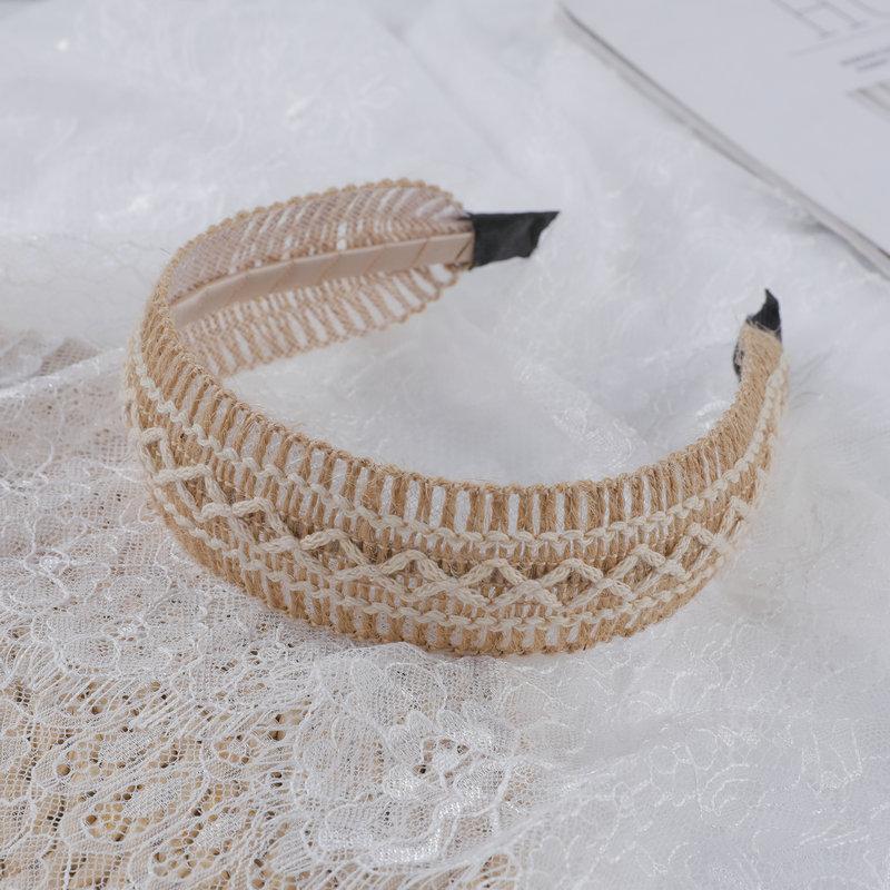 1Pcs Elegant Knot Hair Tie Headband Accessory Women Bamboo Woven Wide Edge Headband Bohemian Style Grass Woven Headband