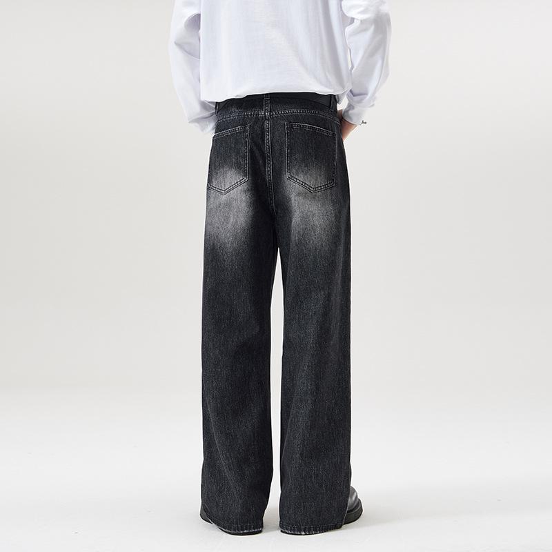 LKTM Men's Four Seasons Korean A-Line Jeans: Loose Wide-Leg, Floor-Mopping Fit